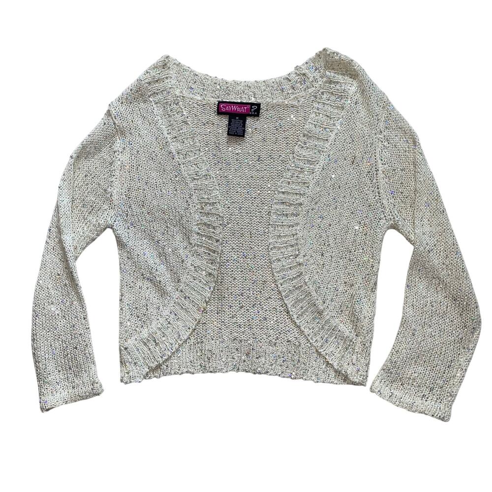 Y2K Say What? Knit Sequin Crop Cardigan *Read Description